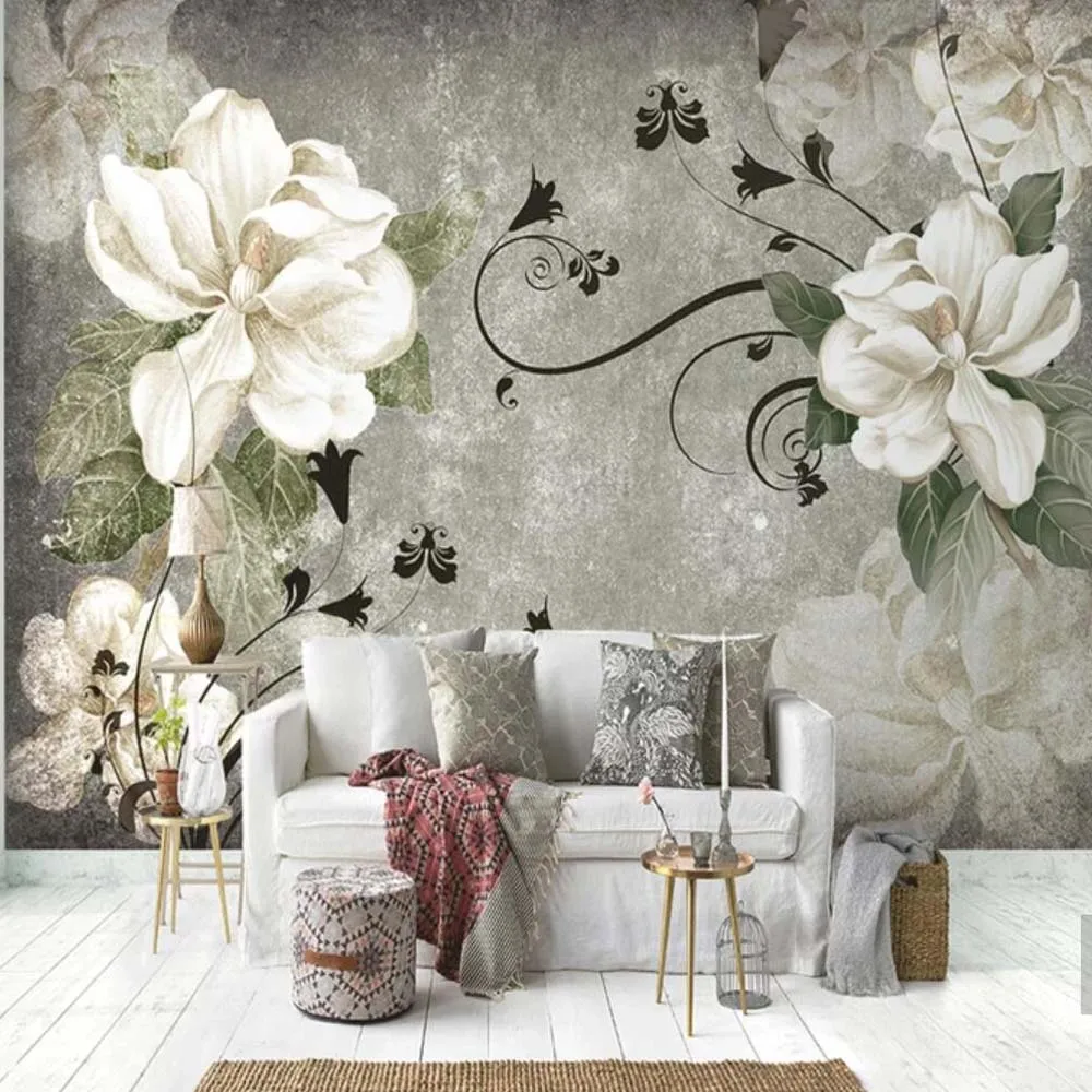 

European Vintage Flower Murals Wallpaper Roll for Living Room Bedroom Background Home Wall Decor Customize Landscape Mural