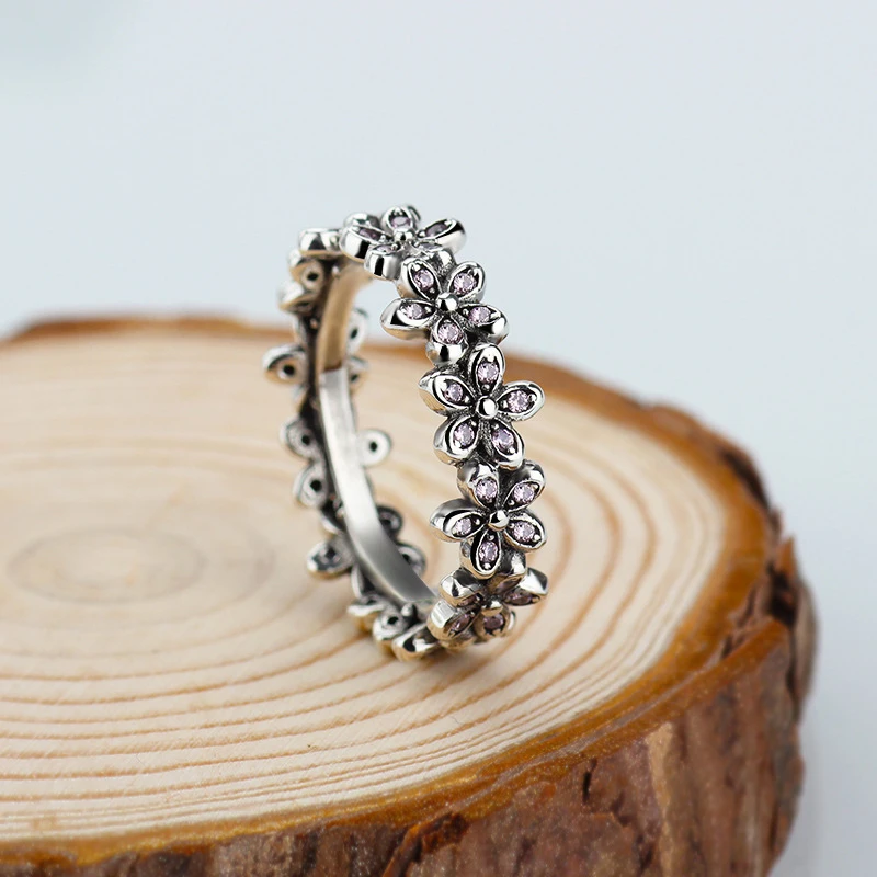 

Cuteeco New Arrival Dazzling Daisy Genuine compatible Silver Color Ring Fit Brand jewelry Women Wedding Accessories