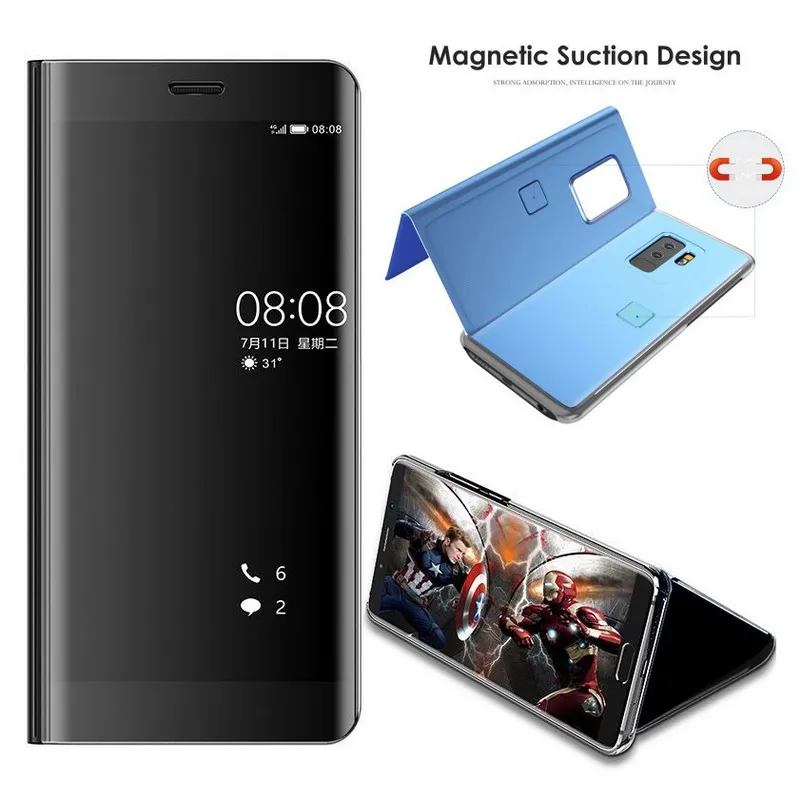 Флип чехол для huawei P8 P9 P10 P20 lite Plus honor 8 9 10 mate 20 X Pro P smart nova 3 3i 3e Y9 прозрачный