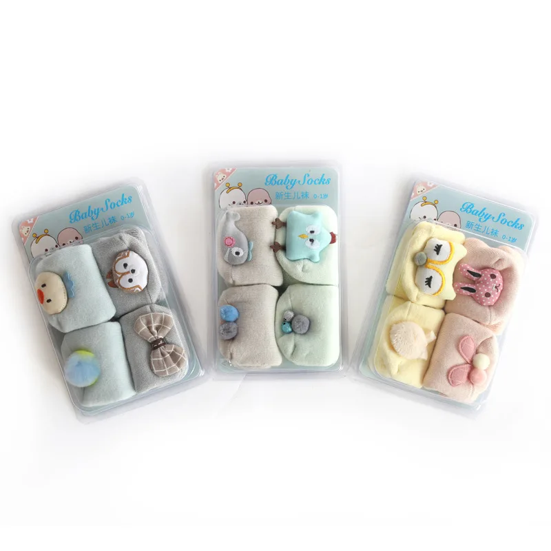 2 пар/лот зима осень хлопок мягкий милый мультфильм не скользит Новорожденный