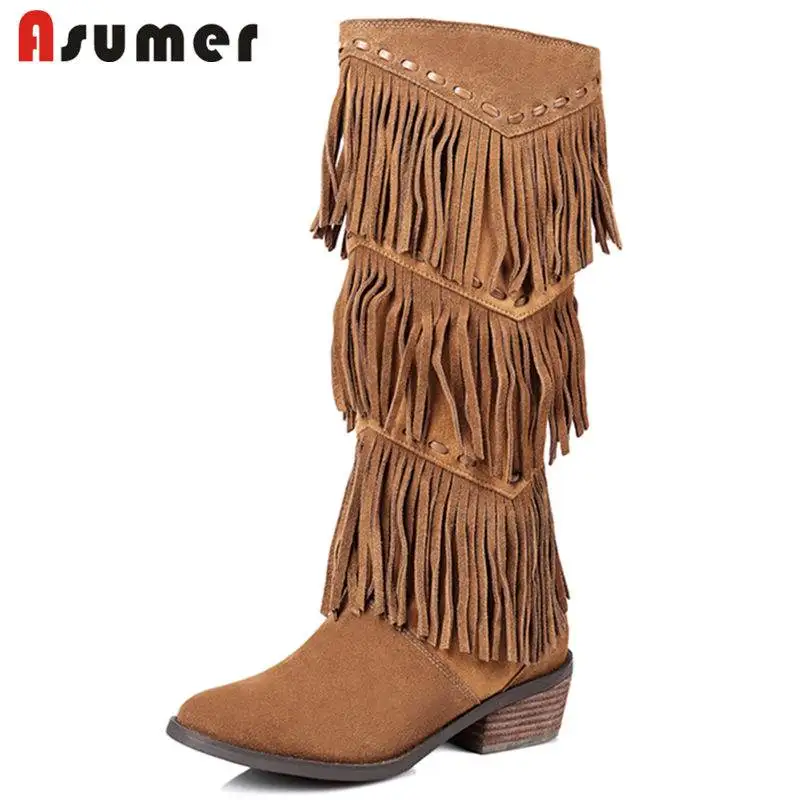ASUMER/большие размеры 33 43 2020 г. Популярные модные ботинки из коровьей замши с