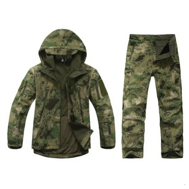 camo 1 Atacs камуфляжная тактическая куртка Мягкая оболочка охотничья куртка брюки Одежда для охоты jaquetas de camuflagem dos homens chasse - Цвет: camo 1