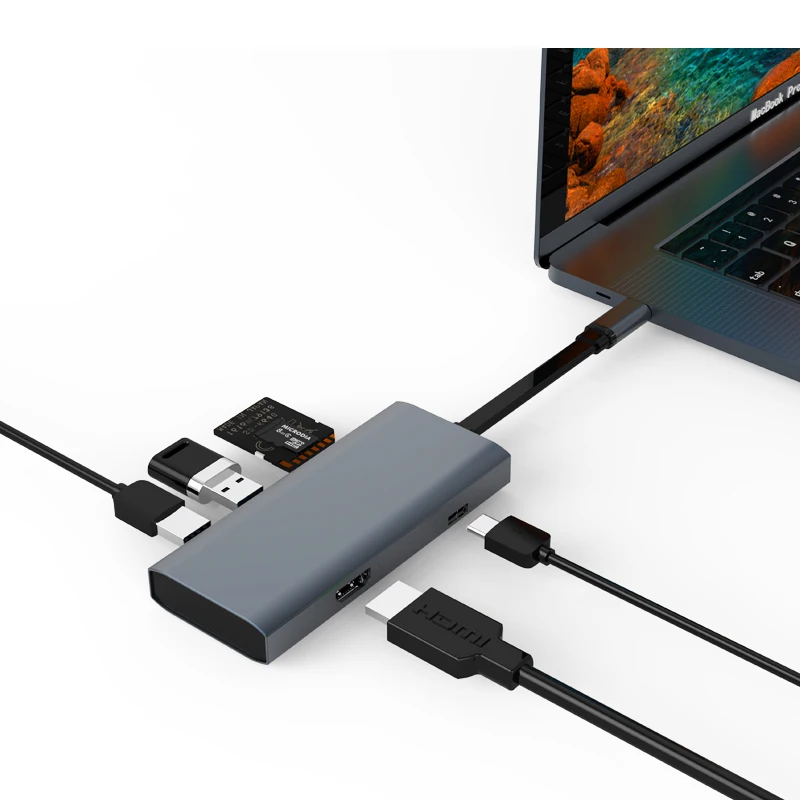 

USB-концентратор UTHAI 5 в 1 TCH01 для MacBook Pro Air, многофункциональный USB Type-C, 4K, видео, HDMI, USB 3,0, адаптер, порты для зарядки, концентраторы