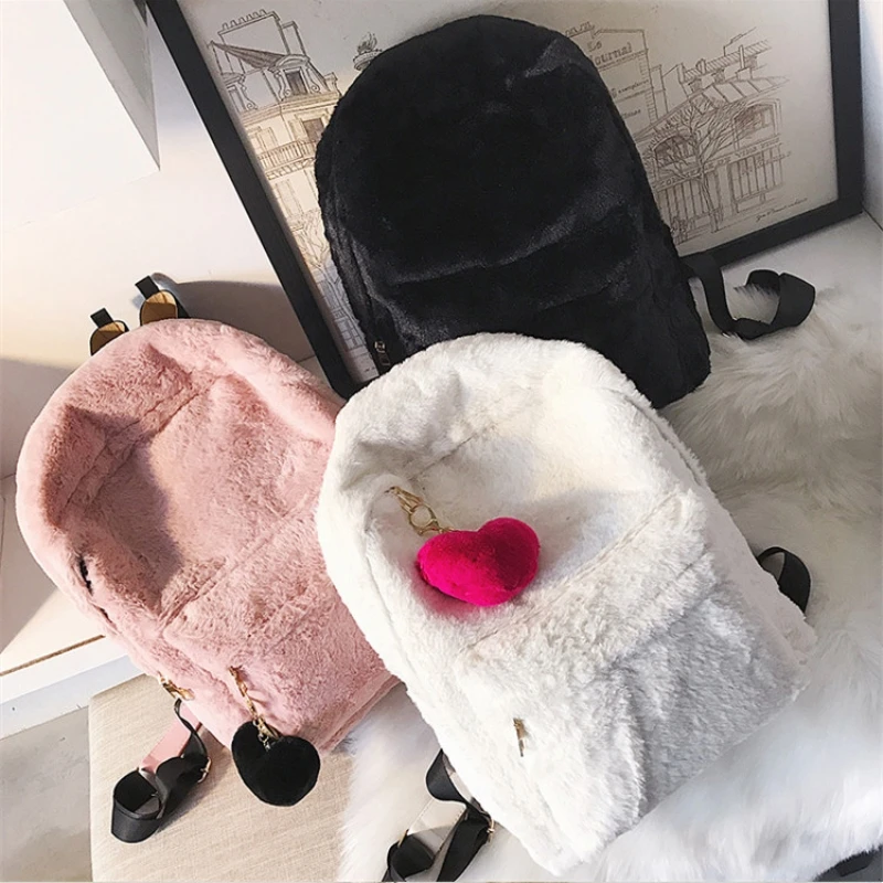 2018 новая зимняя модная плюшевая женская сумка через плечо KAWII Рюкзак Женская