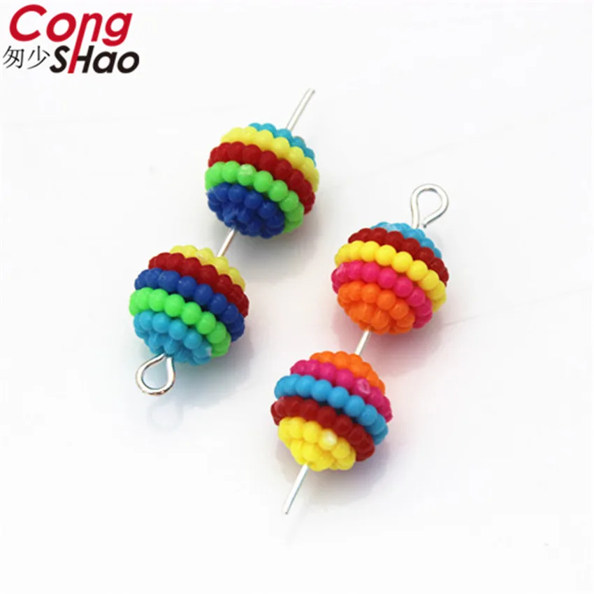 Cong Shao 200Pcs 10mm colour Bayberry Ball Hole Beads ABS Shamballa Charm For DIY Bracelet beads for costume Button CS142 | Дом и сад