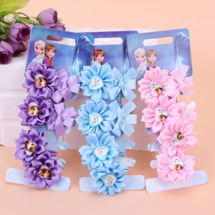 4 шт disney Мультфильм Замороженные зажим для волос Кукла Эльза аксессуары Головные уборы для девочек подарок на день рождения головы резинка для волос косметическое средство для волос круг