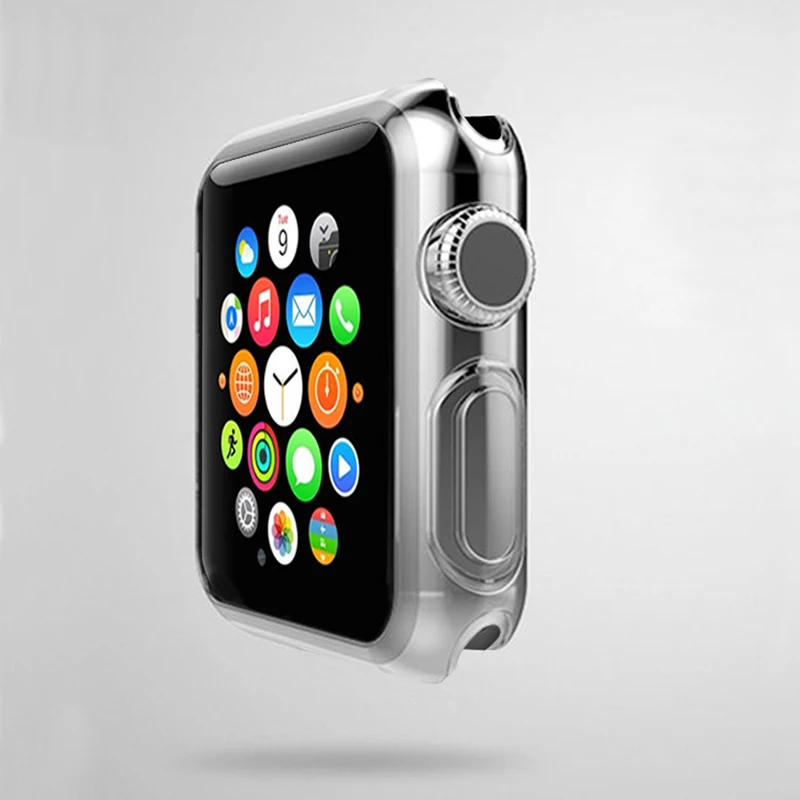Прозрачный чехол для часов Apple Watch 4 3 2 1 TPU мягкий iwatch 44 мм 40 38 42 защитный рамка