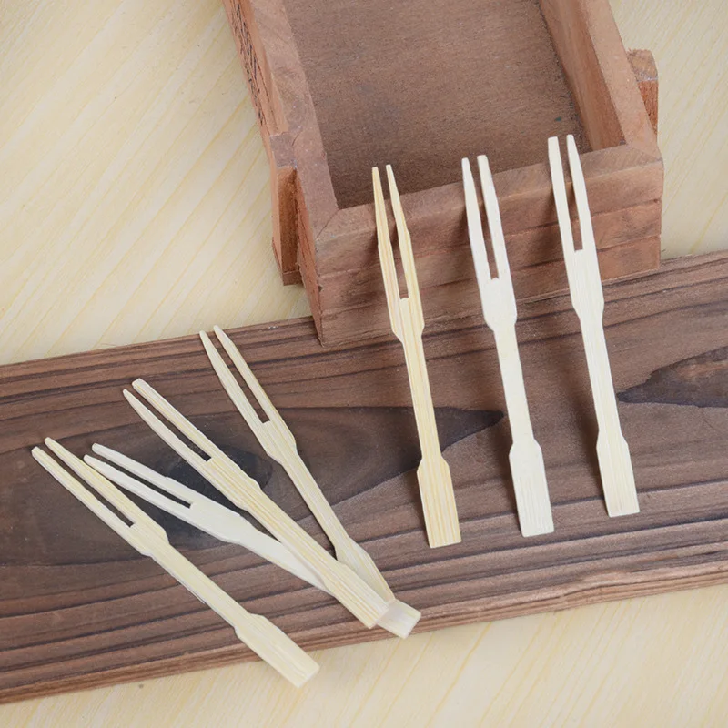 100 шт бамбуковые Коктейльные вилки шампуры палочки деревянная палочка