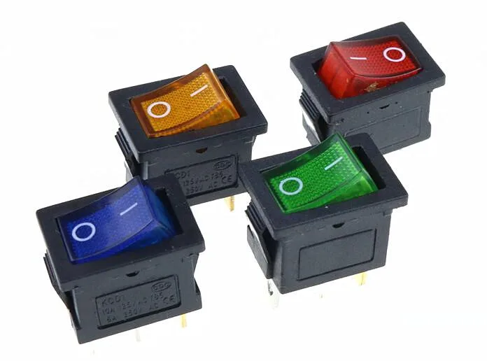 KCD1 ВКЛ-ВЫКЛ 3Pin лодка автомобиля кулисный переключатель 6A/10A 250 V/125 V AC красный желтый и зеленый цвета синий, синий, на пуговицах, Лучшая цена
