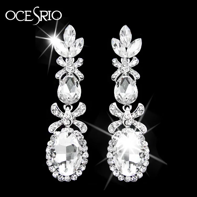 OCESRIO Роскошные Длинные серьги с камнями циркониевые Стразы зеленые для женщин