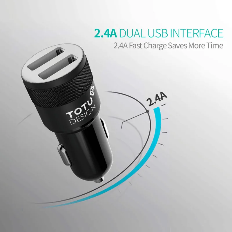 TOTU Universal Dual USB Car Charger 2.4A Fast Charging Mini Smart Auto Car-Charger Adapter For iPhone X 8 7 Plus Samsung S9 | Мобильные