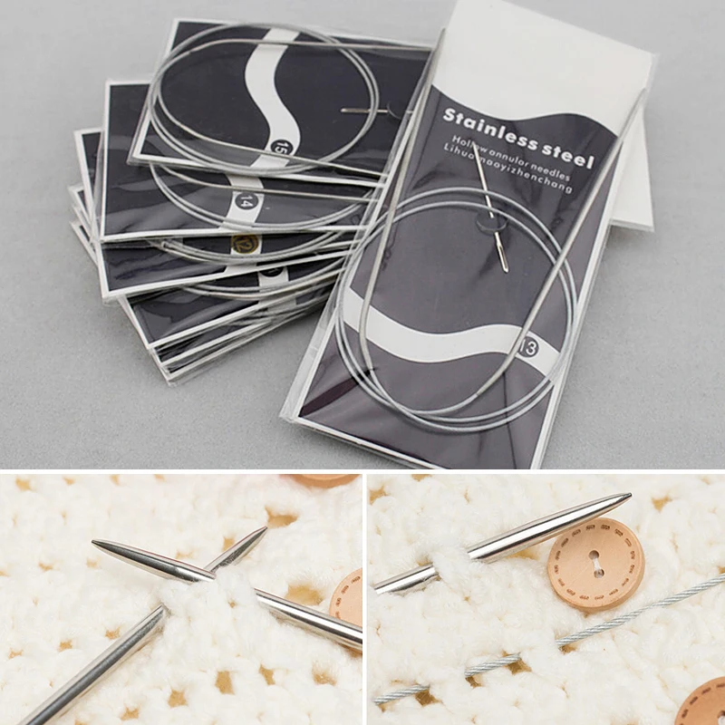 One Piece 80cm/60cm/43cm/120cm Length Knitting Tools Circular Needle Sets Aluminium Handle Ring Needlework For Sweater Gloves 1