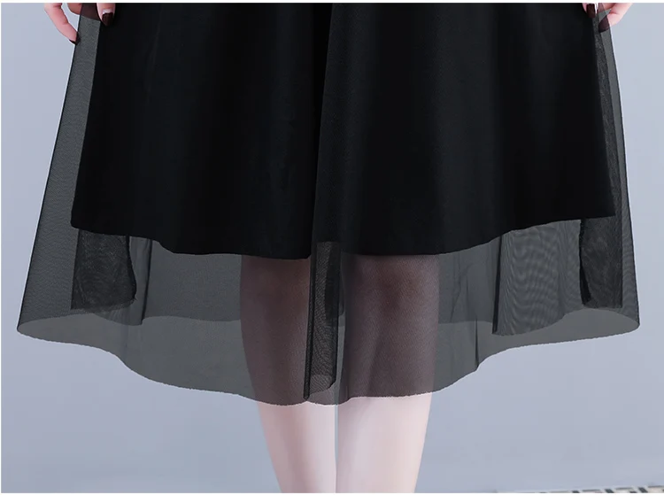 Plus 4XL Size New Summer Women's Pleated Short Sleeve Hollow Out Mesh Fashion Dress Office Lady Hote Sale D96802K