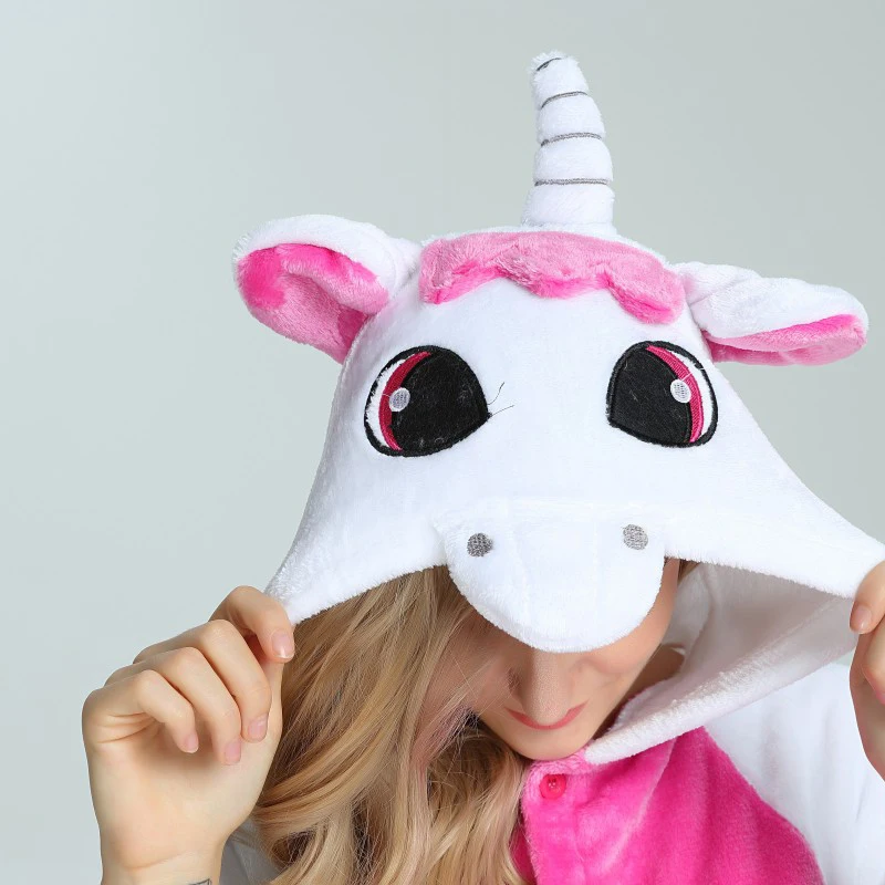 Кигуруми Единорог пижамы для взрослых животных Акула Onesie женщин мужчин пара