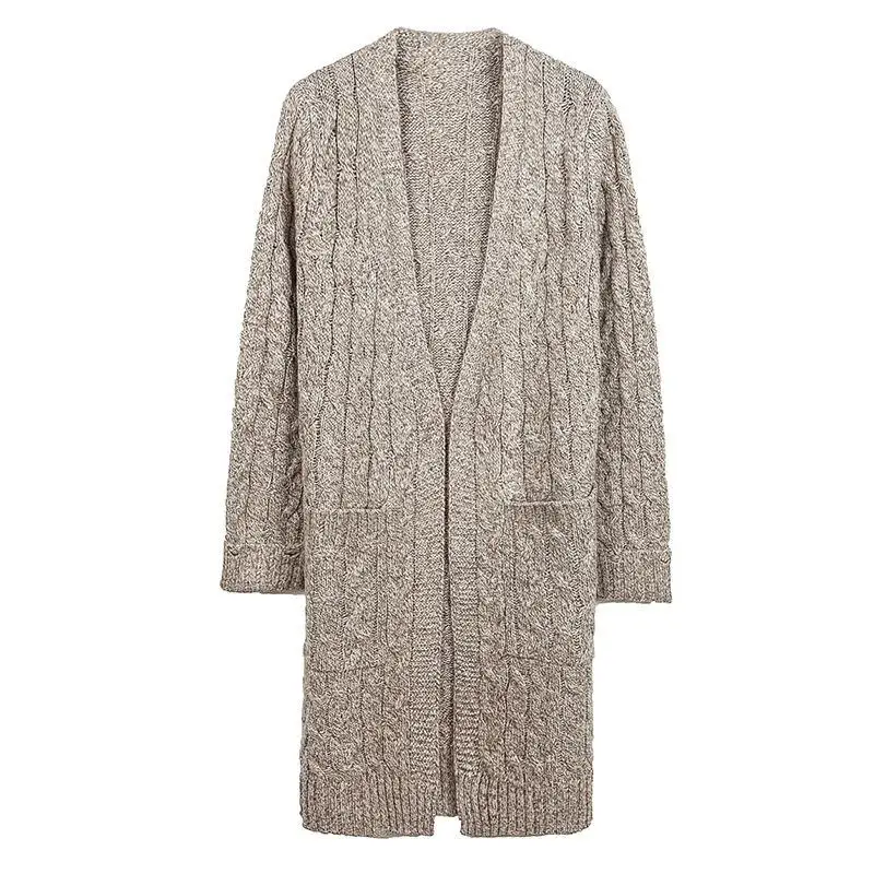 

Women Autumn Cashmere Plus Size 3XL Middle Long Knitwear Female Long Sleeve Knitted Sweater Lady Casual Loose Cardigan Coats C62
