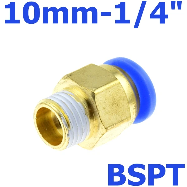 PC10-02 Воздушный пневматический шланг 10 мм 8 мм 12 мм 6 мм 4 мм 1/" BSP 1/2" 1/" 3/8" "с наружной резьбой соединитель для воздушной трубы быстрое соединение латунный фитинг - Цвет: PC10-02