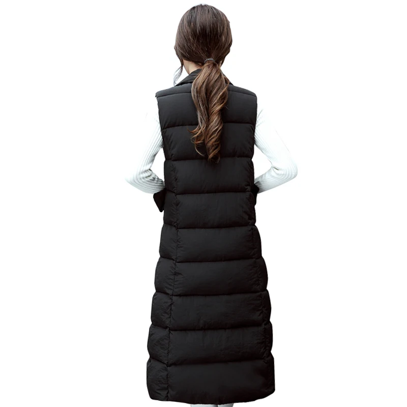 

Nice Women Winter Long Vest Female Autumn Outerwear Waistcoat Ladies Plus Size 2XL Jacket Coat Feminina Breast Button Colete