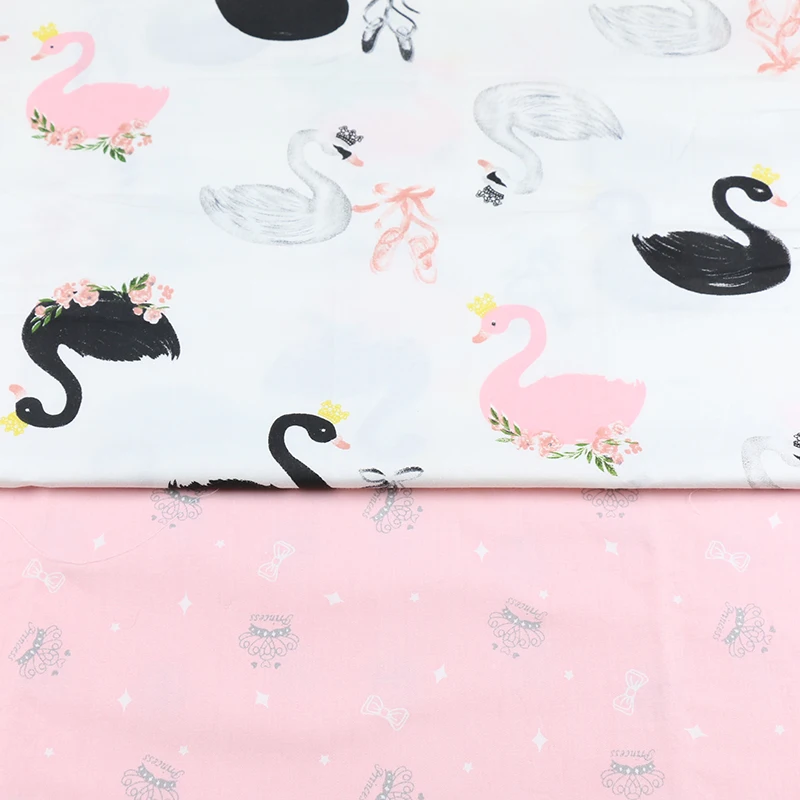 5 цветов на выбор хлопковая ткань с рисунком лебедя из мультфильма для лоскутного