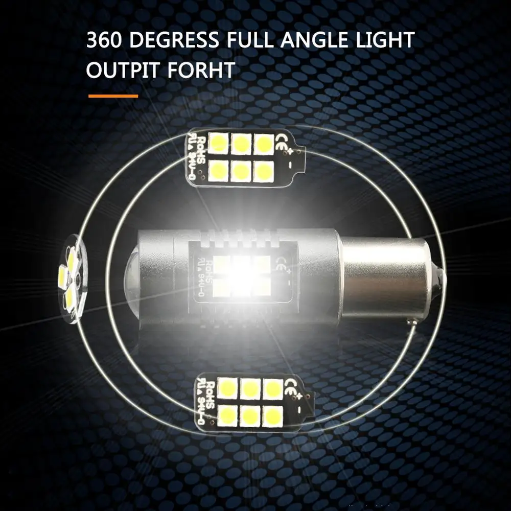 Светодиодный фонарь PY21W 2 шт. 1156 BAU15S 21SMD для автомобильных стоп сигналов заднего