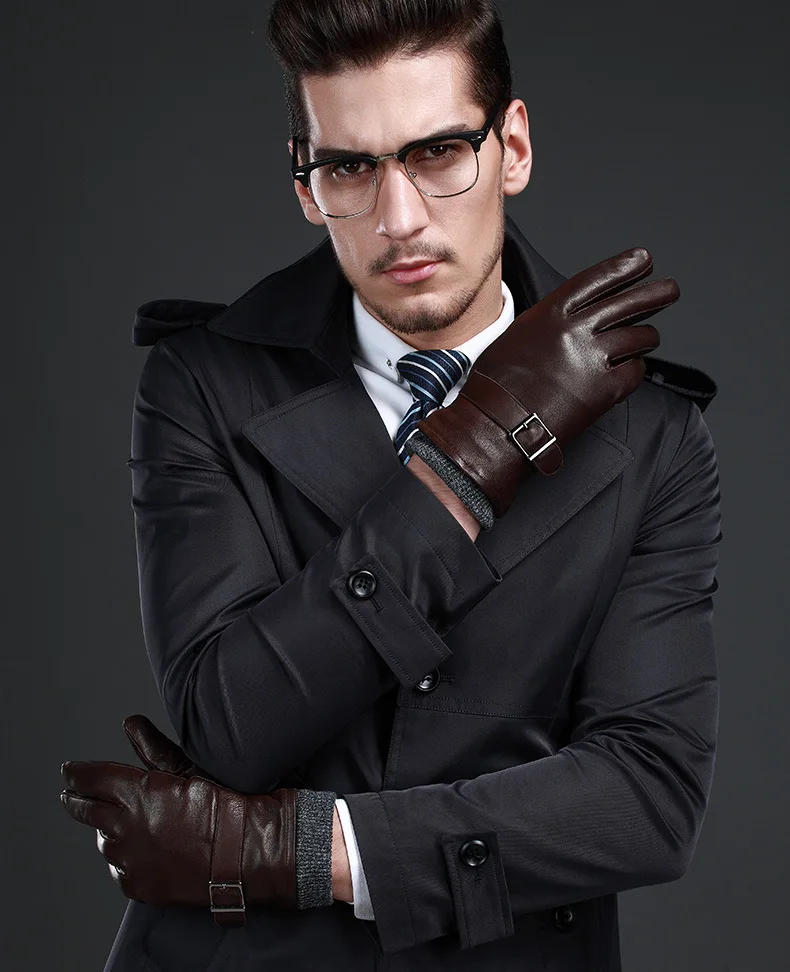 Новые кожаные зимние перчатки guantes, теплые перчатки из овчины, мужские кожаные перчатки, простые противоскользящие перчатки для мужчин KWA559