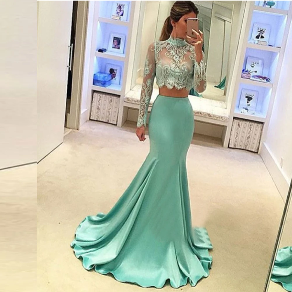 Мятные платья для выпускного вечера Длинные вечерние русалки 2020 Vestido Festa Longo Robe De