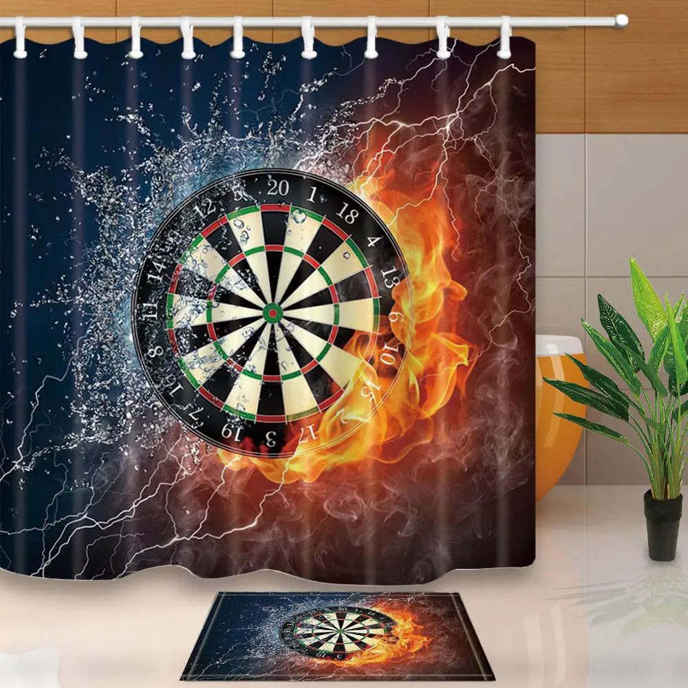 

Creative Design Shower Curtains Dart Board Bathroom Curtains Polyester Fabric Home Decoration Waterproof Mildew Proof with Hooks