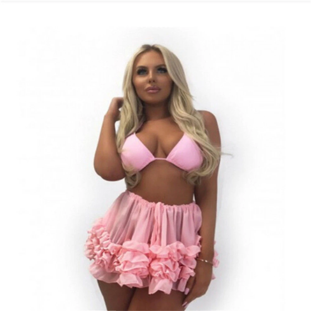 Женский сексуальный комплект из 2 предметов летняя пляжная юбка-бикини с сеткой