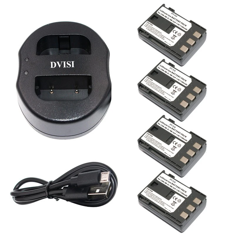 4 шт. 1.1Ah NB-2L NB 2L NB-2LH батарея для камеры с USB двойным зарядным устройством Canon EOS 400D S80
