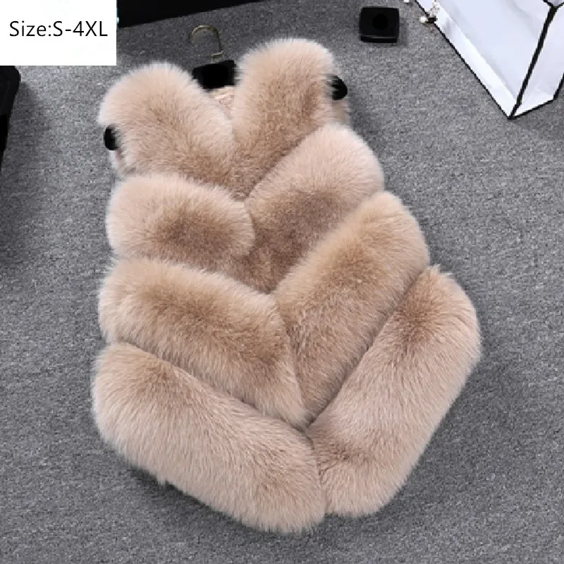 Женский жилет из искусственного лисьего меха размера плюс S ~ 4XL осенне-зимний