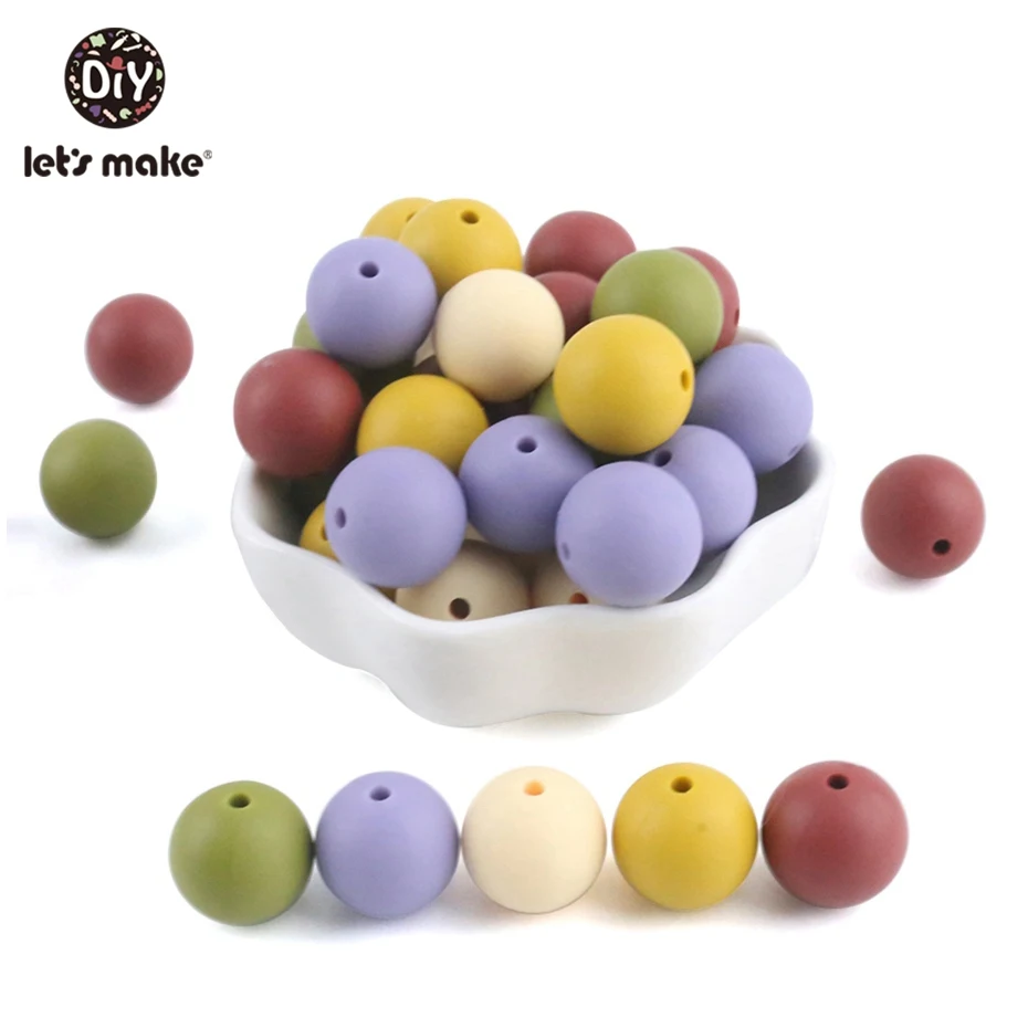 

Silicone Beads Round Candy Color 500PC Baby Teether 12mm Accessories Infant Necklace Pendant DIY Nursing Bracelet Kids Beads