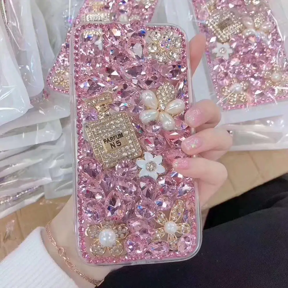 Блестящий милый чехол для телефона с 3D стразами и кристаллами Iphone 6 7 8 Plus XS XR MAX Samsung