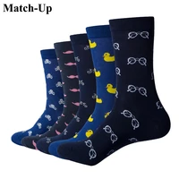 match up men cartoon cotton socks art patterned casual crew socks 5 pack shoe size 6 12