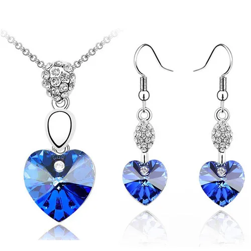 Комплект из колье и сердца с австрийским кристаллом|set necklace earring|necklace earringpendant jewelry