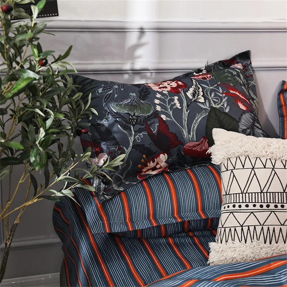 EHOMEBUY современные мягкие комплекты постельного белья с цветочным рисунком черные