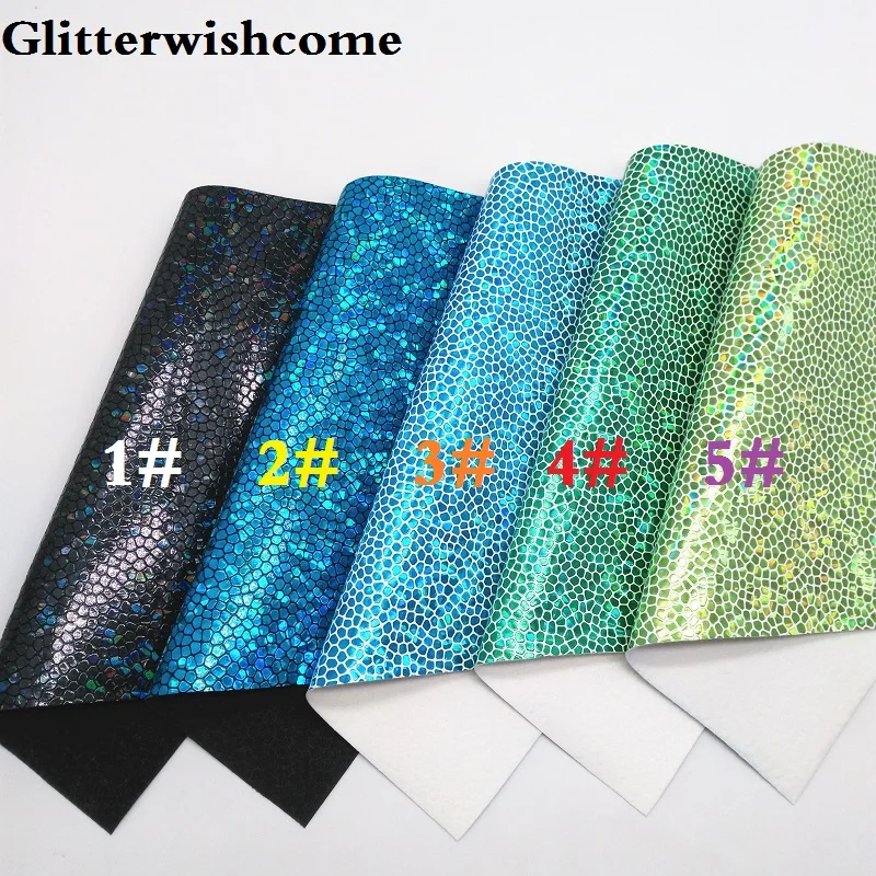 Glitterwishcome 21X29 см A4 размер винил для бантов Радужное тиснение Камень кожа Fabirc искусственная кожа листы для бантов, GM165A