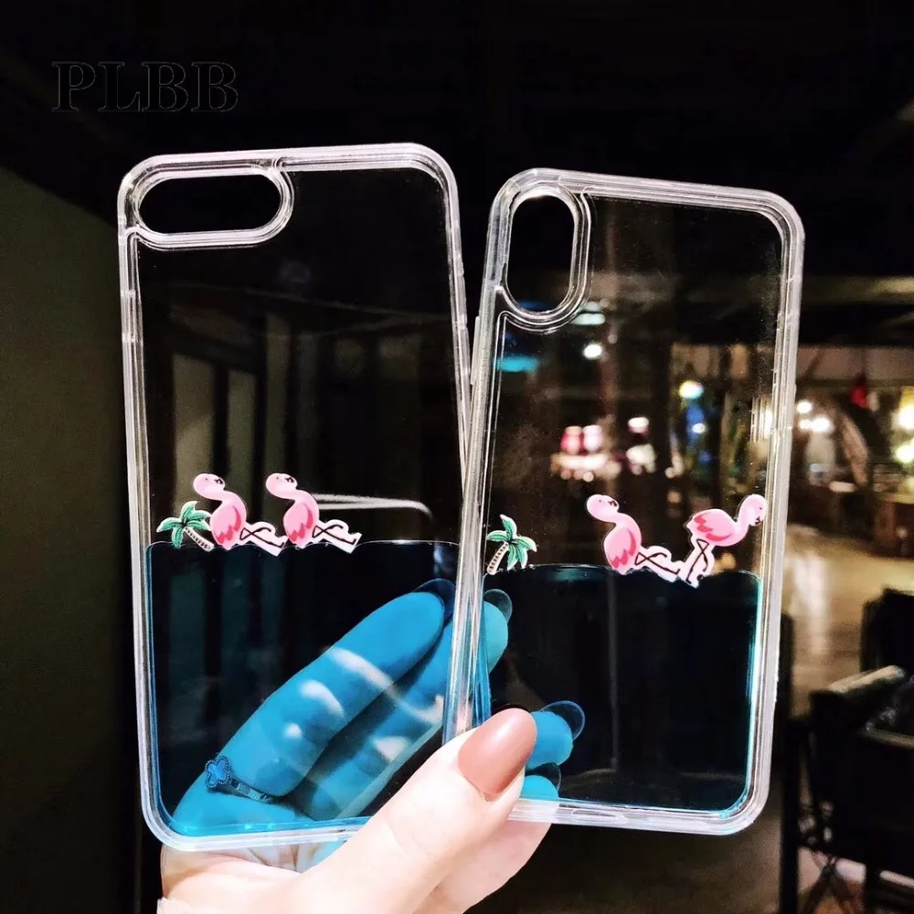 PLBB модный Жидкий чехол для девочек iPhone X 6 6S 7 8 Plus Милый Летний Мягкий силиконовый