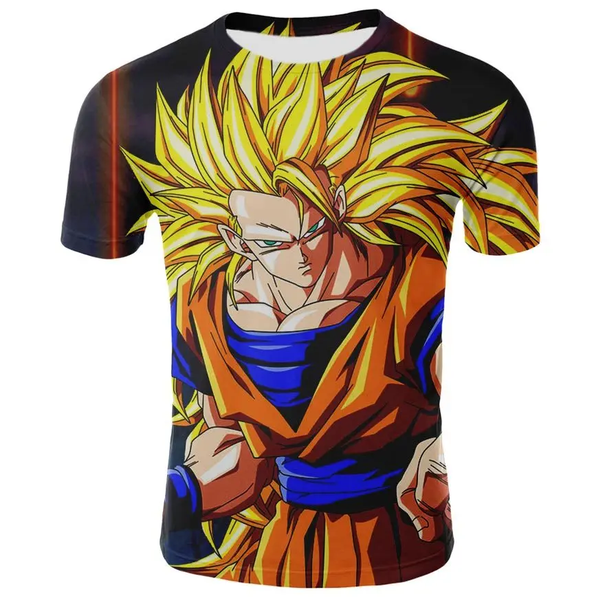 Dragon Ball Z Для мужчин летние футболки 3D печать Супер Saiyan малыш Сон Гоку черный Zamasu