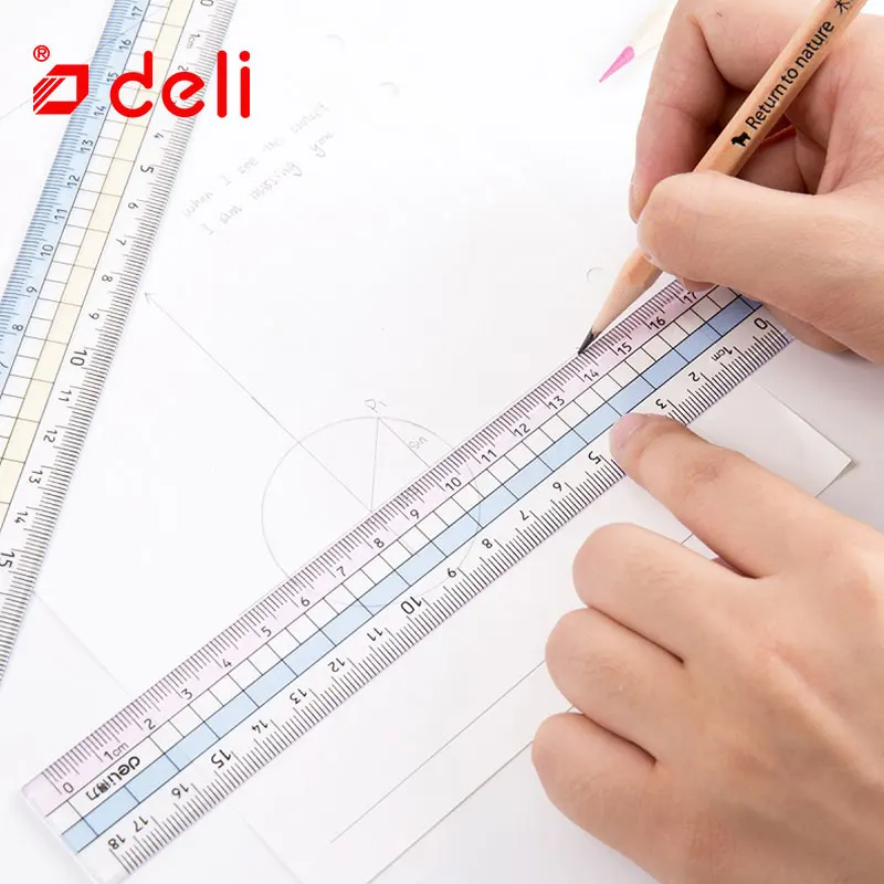Deli 2 шт. прямая Линейка милые Kawaii шаблоны для рисования линейка прозрачные