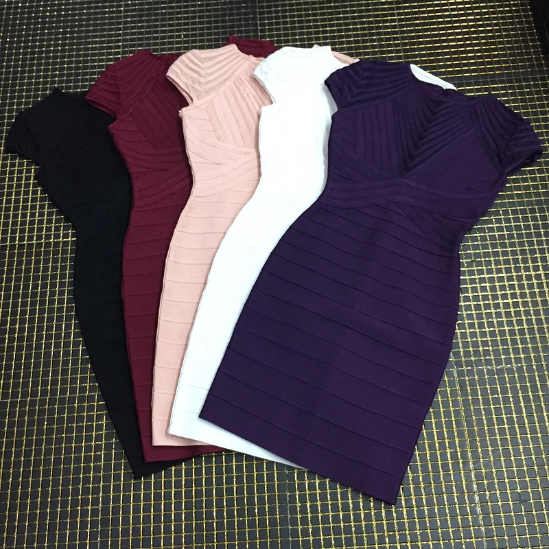 New Women Summer Party Short Sleeve O-Neck black brown pink white wine red Bandage Evening Bodycon Dress 2017 |