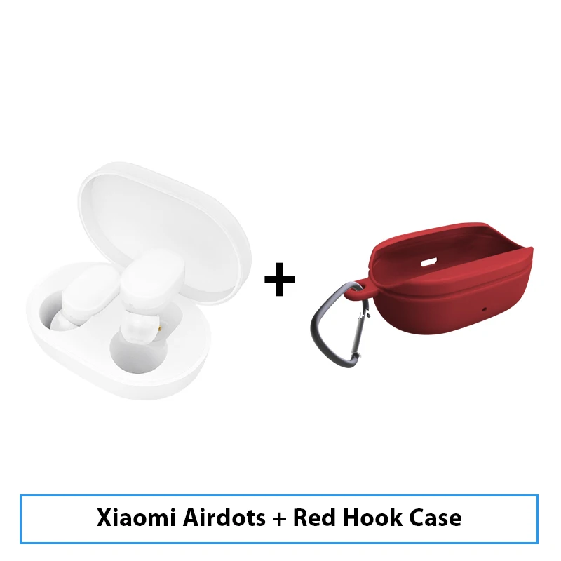 Add Red Hook Case Xiaomi Mijia Airdots TWS Bluetooth Наушники Молодежная версия стерео бас BT 5.0 Наушники с микрофоном Handsfree Наушники AI Control - Цвет: Add Red Hook Case