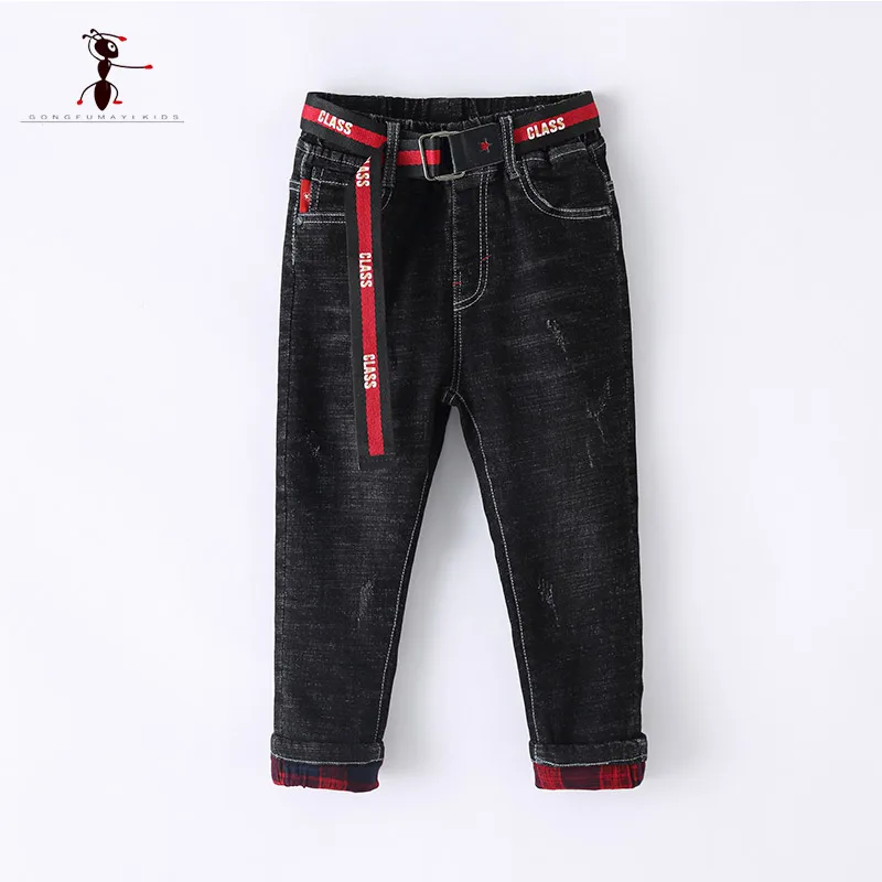 Kung Fu Ant Boys Jeans Black Blue Denim Pocket Light Washed Kids Pants 3T-8T Size Children Trousers Home School 8606 |