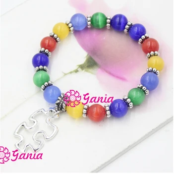 Новое поступление женский браслет 10 мм с бусинами из опала пазлом подвесками для