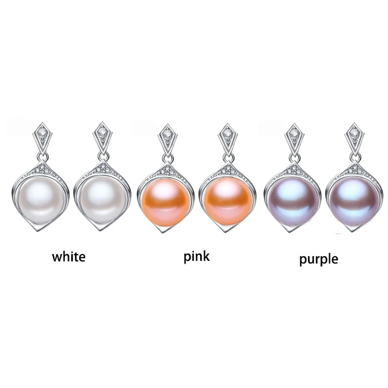 Женские серьги из серебра 925 пробы с жемчужиной 8 9 мм|earrings jewelry|freshwater pearl earringspearl