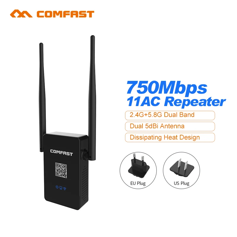 Comfast Dual Band 2.4 ГГц 750 Мбит 5 433 150mbps Wireless WiFi Маршрутизатор Ретранслятор Roteador Усилитель