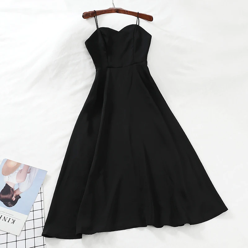 Женское длинное платье на бретельках Zqlz однотонное винтажное вечернее с