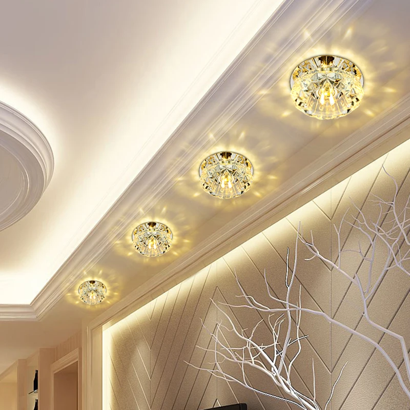 3W led Коридор светильник прихожей ing с украшением в виде кристаллов потолочные