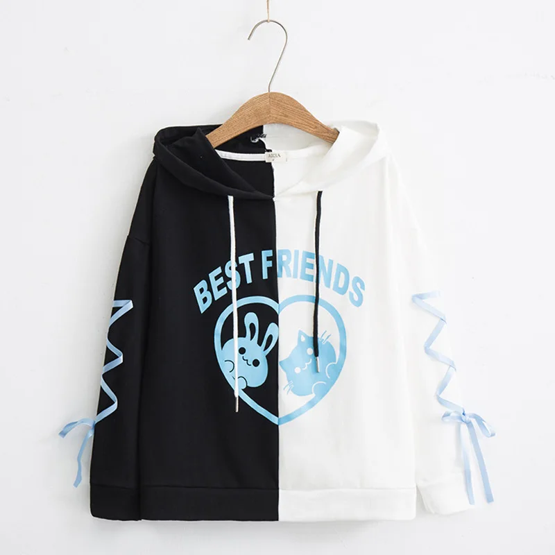 WXCTEAM Harajuku Осень женский милый кролик Best Friend пуловер с капюшоном Цвет