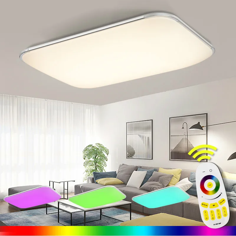 NEW Modern LED Ceiling Light With 2.4G RF Remote Group Controlled Dimmable Color Changing Lamp For Livingroom Bedroom AC90-265v