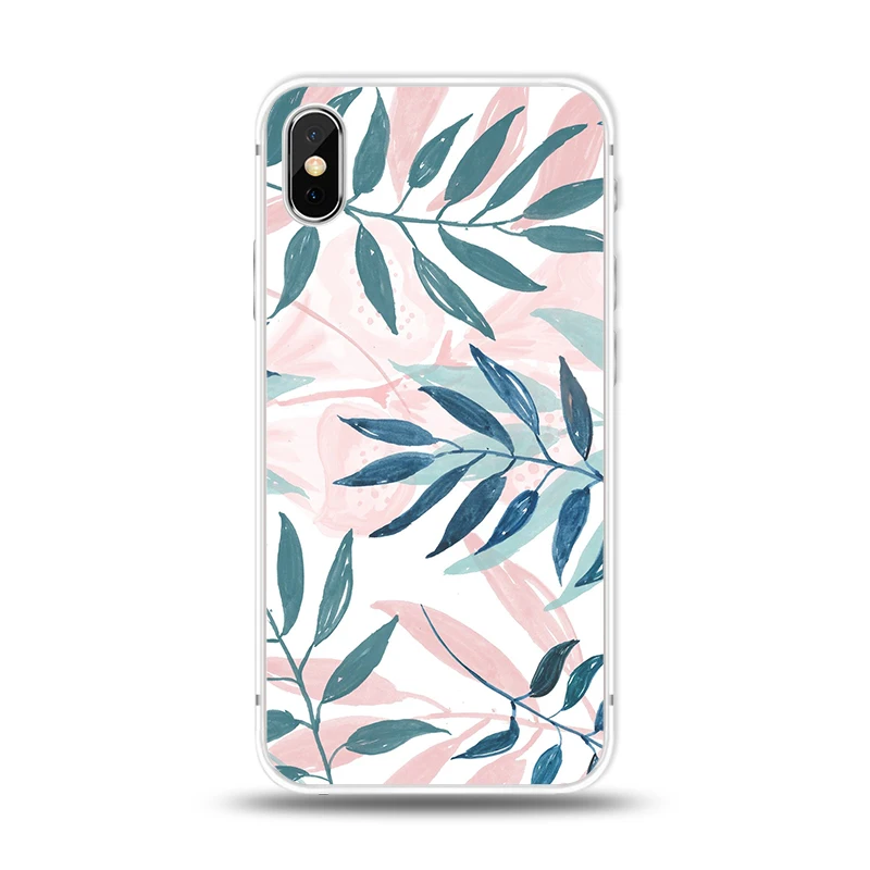Leaf Phone Case for Apple iPhone XS XR MAX Summer Retro Leaves Soft TPU Silicon Mobile Bag Back Cover |