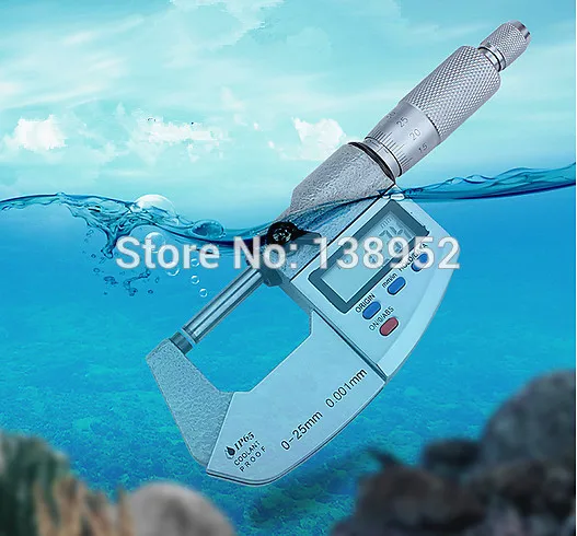 0 25 мм * 001 IP65 Водонепроницаемый цифровой микрометр Калибр измерительный